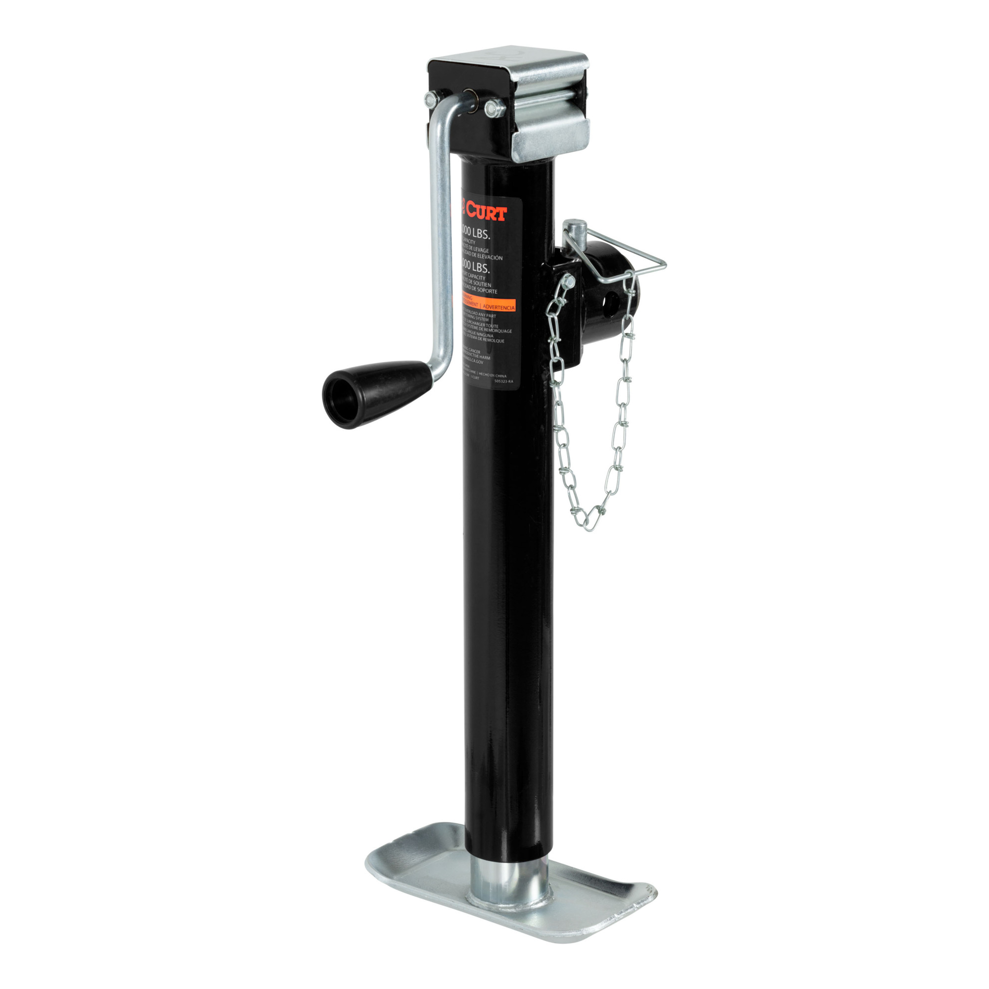Curt Manufacturing, Pipe-Mount Swivel Jack Side Handle 5000 lbs, 15in. Travel, Model# 25005